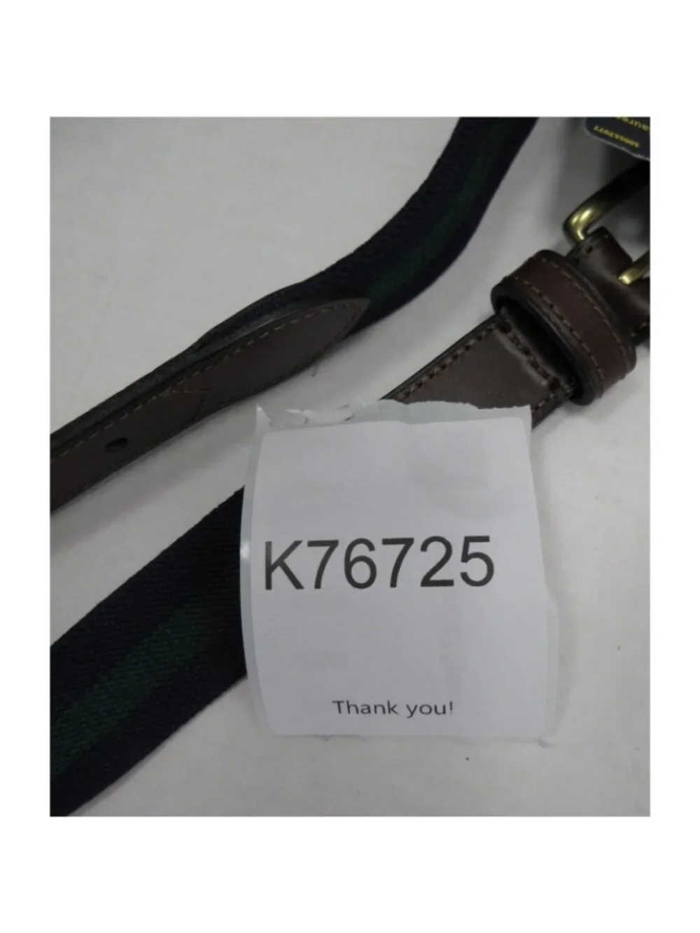 Polo Ralph Lauren Belt 42 Green Webbing Leather Striped Brass Buckle